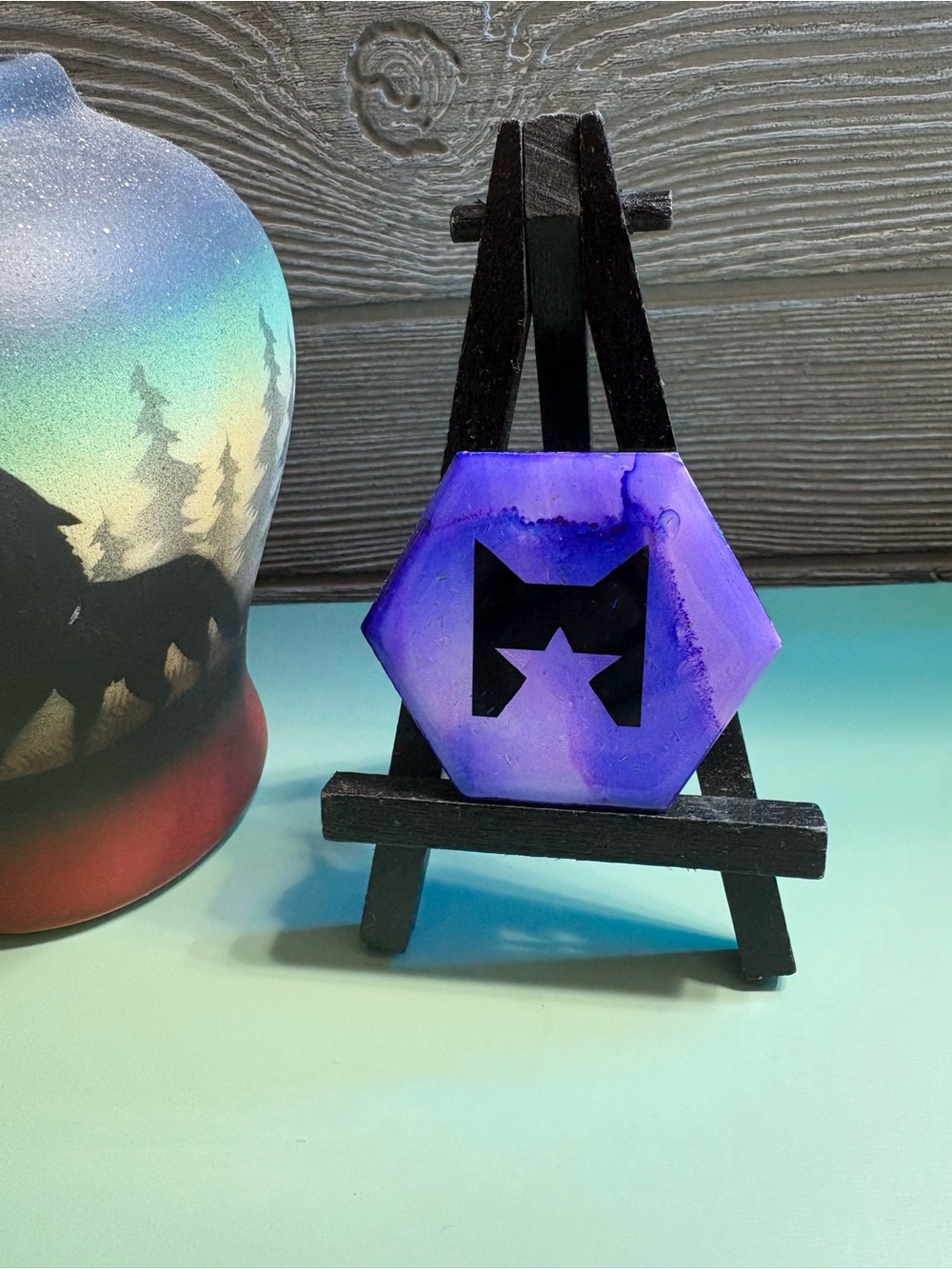 Purple Starclan Warrior Cats Decorative Hexagon Tile